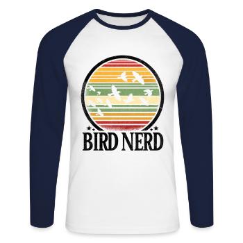 Bird Nerd Birdwatching Birder Birds Birdwatcher - T-shirt baseball manches longues Homme - blanc/marine - Devant - Nik (191cm)