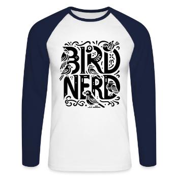 Bird Nerd Birdwatching Birder Birds Birdwatcher - T-shirt baseball manches longues Homme - blanc/marine - Devant - Nik (191cm)