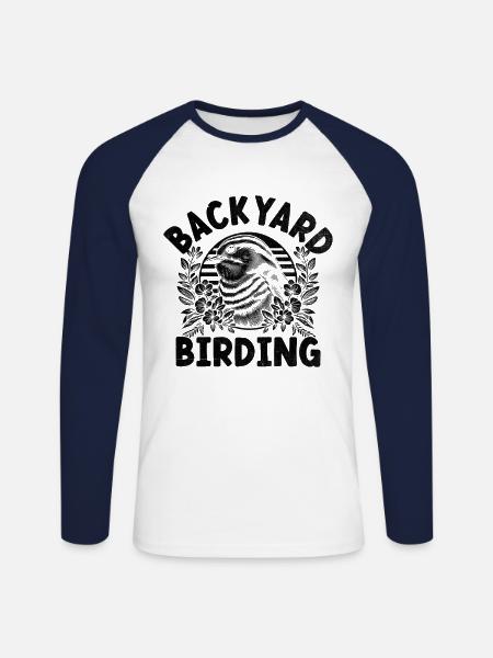 Backyard Birding Watching Birdwatching Birder - Unisex Long Sleeve Baseball T-Shirt - white/navy