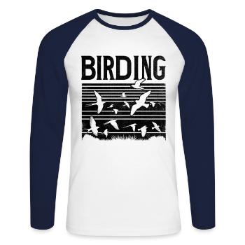 Birding Bird Watcher Birdwatching Birder Birds - Unisex Long Sleeve Baseball T-Shirt - white/navy - Front - Nik (191cm)
