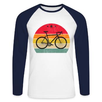 Retro Vintage Cycling Cyclist Gift - Unisex Long Sleeve Baseball T-Shirt - white/navy - Front - Nik (191cm)