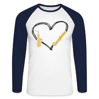 Saxophone Saxophone - Unisex Baseballshirt langarm - Weiß/Navy - Vorne - Nik (191cm)