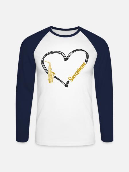 Saxophone Saxophone - Unisex Baseballshirt langarm - Weiß/Navy