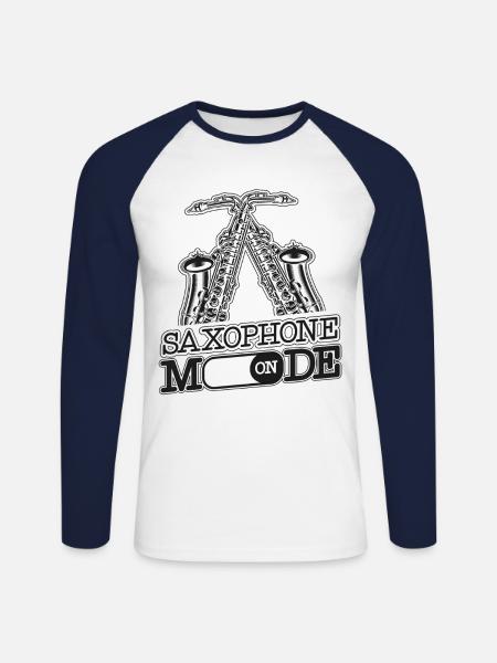 Saxophone Saxophone Mode On - Unisex Long Sleeve Baseball T-Shirt - white/navy