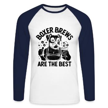 Boxer Brews Are The Best Caffeine Lover Dog Boxers - Unisex Long Sleeve Baseball T-Shirt - white/navy - Front - Nik (191cm)