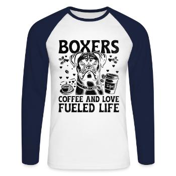 Boxers Coffee And Love Fueled Life Caffeine Lover - Unisex Long Sleeve Baseball T-Shirt - white/navy - Front - Nik (191cm)