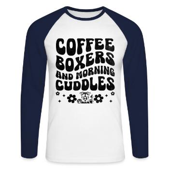 Coffee Boxers And Morning Cuddles Caffeine Lover - Unisex Long Sleeve Baseball T-Shirt - white/navy - Front - Nik (191cm)
