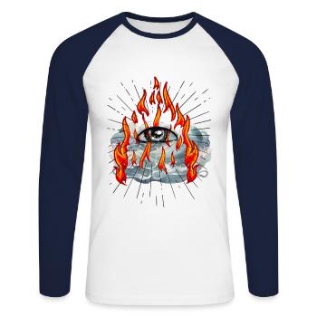 Illuminati Auge Gott Messias Jesus - Unisex Baseballshirt langarm - Weiß/Navy - Vorne - Nik (191cm)
