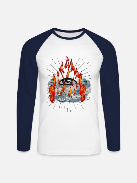 Illuminati Eye God Messiah Jesus - Unisex Long Sleeve Baseball T-Shirt - white/navy