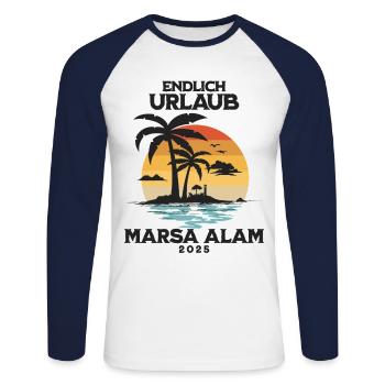 Marsa Alam Urlaub 2025 Ägypten Reise - Unisex Baseballshirt langarm - Weiß/Navy - Vorne - Nik (191cm)