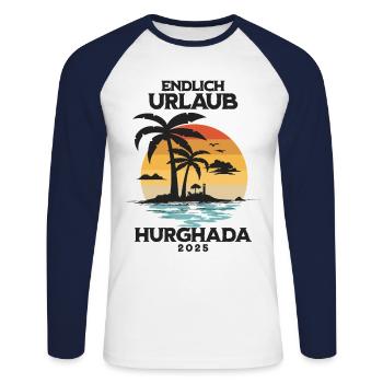 Hurghada Urlaub 2025 Ägypten Reise - Unisex Baseballshirt langarm - Weiß/Navy - Vorne - Nik (191cm)