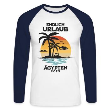 Ägypten Urlaub 2025 Ägypten Reise - Unisex Baseballshirt langarm - Weiß/Navy - Vorne - Nik (191cm)