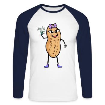 Spring Garden Peanut Snowdrop Nature - Unisex Long Sleeve Baseball T-Shirt - white/navy - Front - Nik (191cm)
