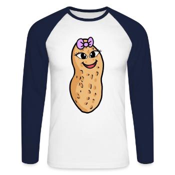 Peanut Peanuts Nut Kid Kids Funny - Unisex Long Sleeve Baseball T-Shirt - white/navy - Front - Nik (191cm)