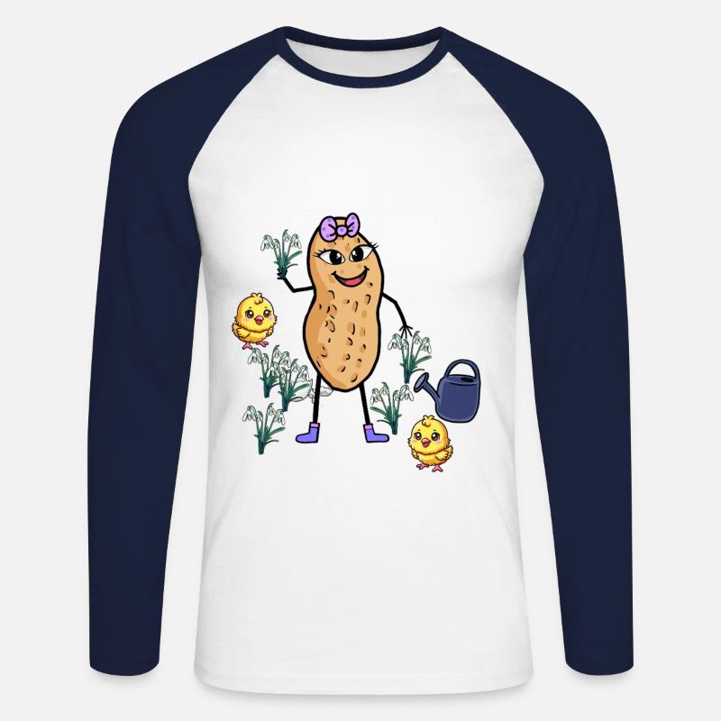 Peanut Spring Easter Chick Snowdrop - Unisex Long Sleeve Baseball T-Shirt - white/navy
