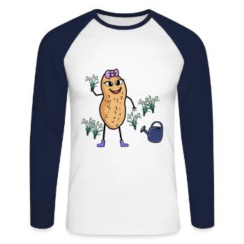 Peanut Season March Spring Snowdrops - Unisex Long Sleeve Baseball T-Shirt - white/navy - Front - Nik (191cm)
