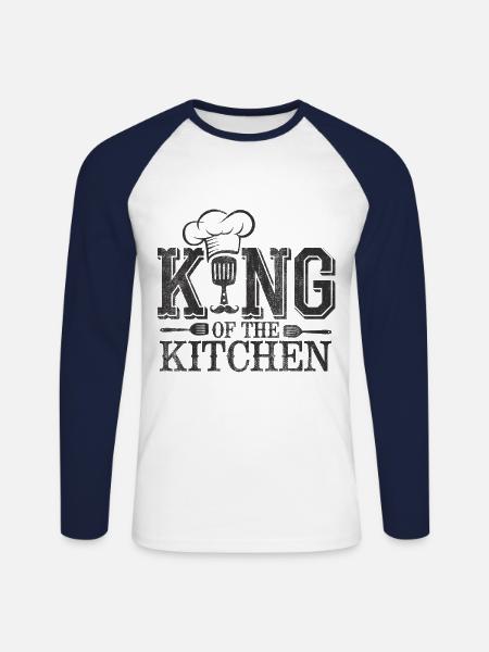 King of the Kitchen - Unisex Long Sleeve Baseball T-Shirt - white/navy