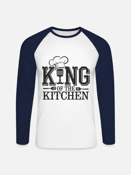 King of the Kitchen - Unisex Long Sleeve Baseball T-Shirt - white/navy