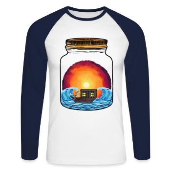 Lustig Erdnuss Seemann Schiff Boot maritim segeln - Unisex Baseballshirt langarm - Weiß/Navy - Vorne - Nik (191cm)