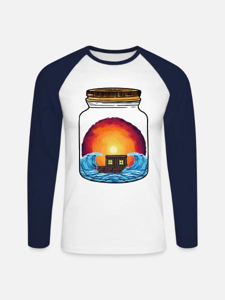 Boot Boote Schiff Schiffe - Unisex Baseballshirt langarm - Weiß/Navy