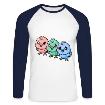 Baby Kind Kinder Küken Ostern Kleinkinder Huhn - Unisex Baseballshirt langarm - Weiß/Navy - Vorne - Nik (191cm)