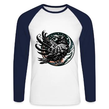 Halloween Raven Raven Crow Crow - Unisex Long Sleeve Baseball T-Shirt - white/navy - Front - Nik (191cm)