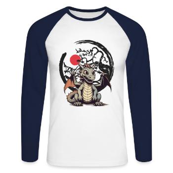 Dragon Dragon Enfant Enfants Conte de fées - T-shirt baseball manches longues Homme - blanc/marine - Devant - Nik (191cm)
