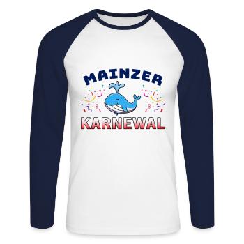 Carnaval de Mainzer KarneWAL Carnaval - T-shirt baseball manches longues Homme - blanc/marine - Devant - Nik (191cm)