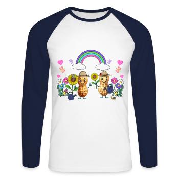 Peanut Enfant Enfants Printemps Bambins Bébé - T-shirt baseball manches longues Homme - blanc/marine - Devant - Nik (191cm)