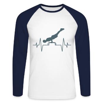 Calisthenics Herzschlag - Unisex Baseballshirt langarm - Weiß/Navy - Vorne - Nik (191cm)