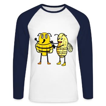 Insekt Insekten Kinder Kind Biene Bienen - Unisex Baseballshirt langarm - Weiß/Navy - Vorne - Nik (191cm)