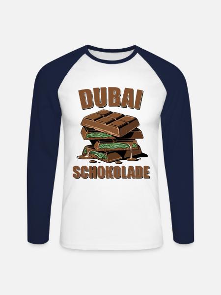 Dubai Chocolate - Unisex Long Sleeve Baseball T-Shirt - white/navy