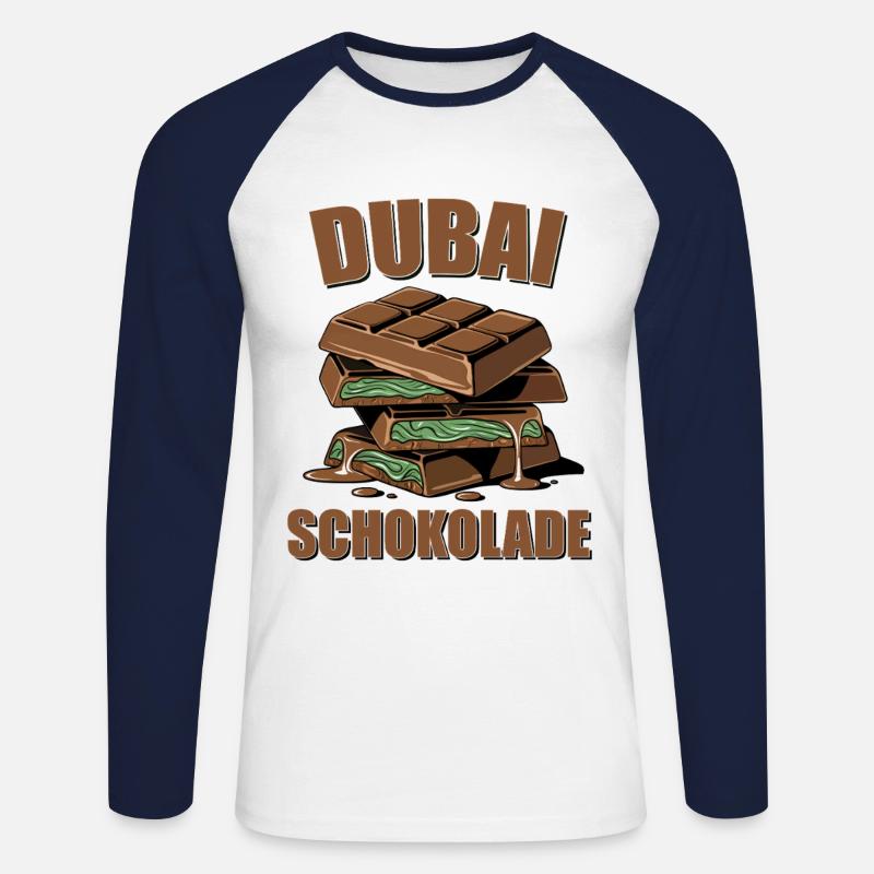 Dubai Schokolade - Unisex Baseballshirt langarm - Weiß/Navy