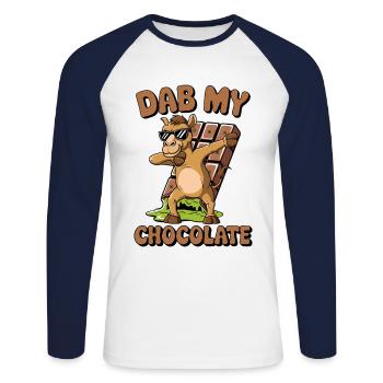 Dubai Dab my Chocolate - Unisex Long Sleeve Baseball T-Shirt - white/navy - Front - Nik (191cm)