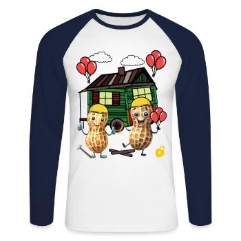Peanuts Constructeur de maison Constructeur Remorque de construction Maison propre Maison - T-shirt baseball manches longues Homme - blanc/marine - Devant - Nik (191cm)