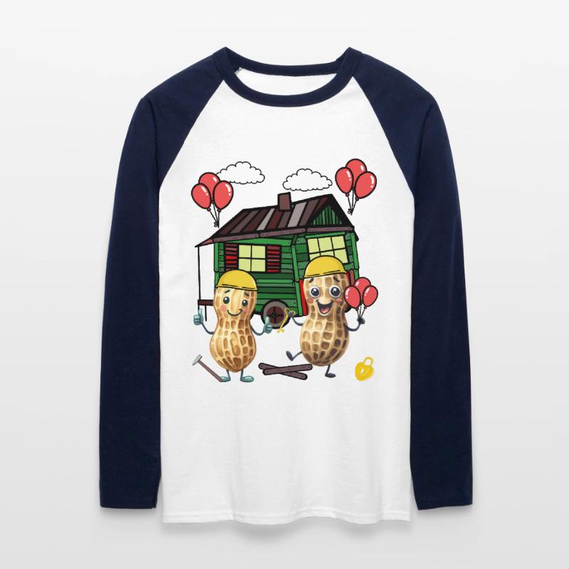 Peanuts Constructeur de maison Constructeur Remorque de construction Maison propre Maison T-shirt baseball manches longues Homme