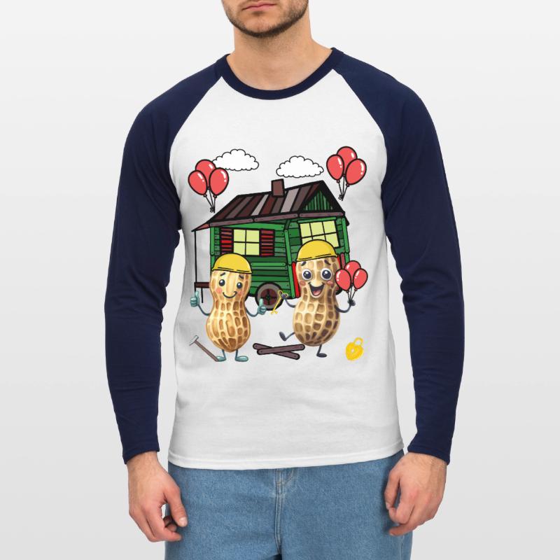 Peanuts Constructeur de maison Constructeur Remorque de construction Maison propre Maison T-shirt baseball manches longues Homme