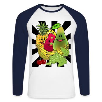 Fruits Fruits Fruits Exotique Été - T-shirt baseball manches longues Homme - blanc/marine - Devant - Nik (191cm)