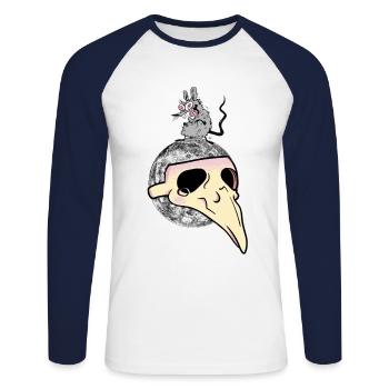 Peste terrestre Planète peste Pollution - T-shirt baseball manches longues Homme - blanc/marine - Devant - Nik (191cm)