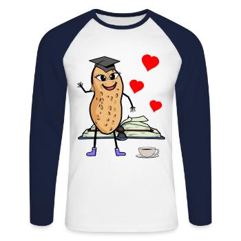 Étudiant Peanut étudiant à l’université - T-shirt baseball manches longues Homme - blanc/marine - Devant - Nik (191cm)