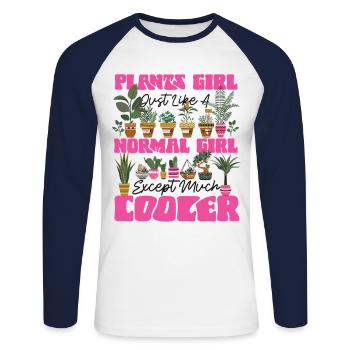 Plant Lover Gardening Girl Plant - Unisex Baseballshirt langarm - Weiß/Navy - Vorne - Nik (191cm)