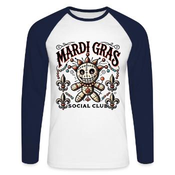 Mardi Gras Voodoo Doll Social Club - T-shirt baseball manches longues Homme - blanc/marine - Devant - Nik (191cm)