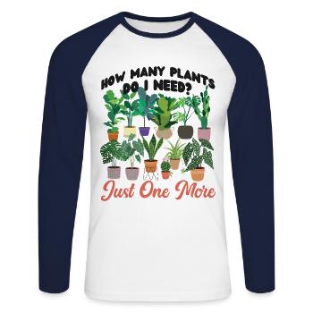 Plant Lover Gardening How Many - Unisex Long Sleeve Baseball T-Shirt - white/navy - Front - Nik (191cm)