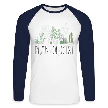 Plant Lover Gardening Plantologist - Unisex Baseballshirt langarm - Weiß/Navy - Vorne - Nik (191cm)