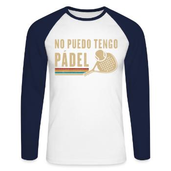 I Can't Have Vintage Padel Padel Racket - Unisex Long Sleeve Baseball T-Shirt - white/navy - Front - Nik (191cm)