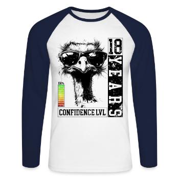 Strauß Vogel Teenager 18 Jahre Geburtstag Geschenk - Unisex Baseballshirt langarm - Weiß/Navy - Vorne - Nik (191cm)