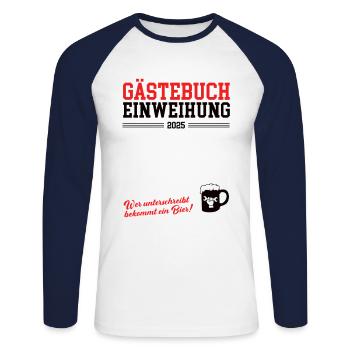 Einweihung 2025 Neue Wohnung Geschäft Gästebuch - Unisex Baseballshirt langarm - Weiß/Navy - Vorne - Nik (191cm)