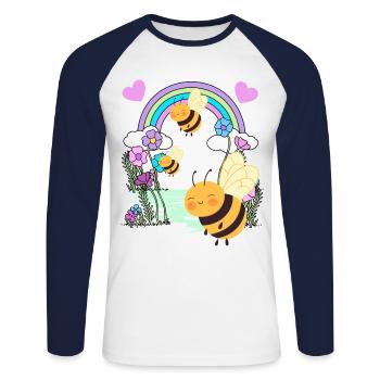 Enfants Enfant Arc-en-ciel Insecte Insecte Bébé - T-shirt baseball manches longues Homme - blanc/marine - Devant - Nik (191cm)