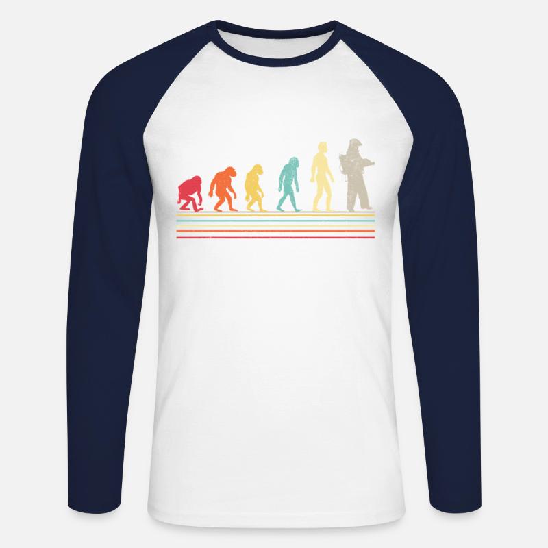 Evolution Firefighters Firefighters players - Unisex Long Sleeve Baseball T-Shirt - white/navy