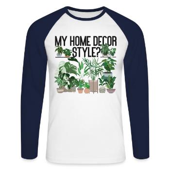 Plant Lover Gardening My Home - Unisex Baseballshirt langarm - Weiß/Navy - Vorne - Nik (191cm)